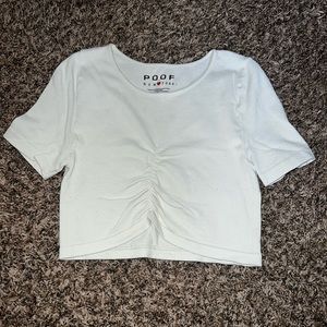 White Scrunched Crop Top